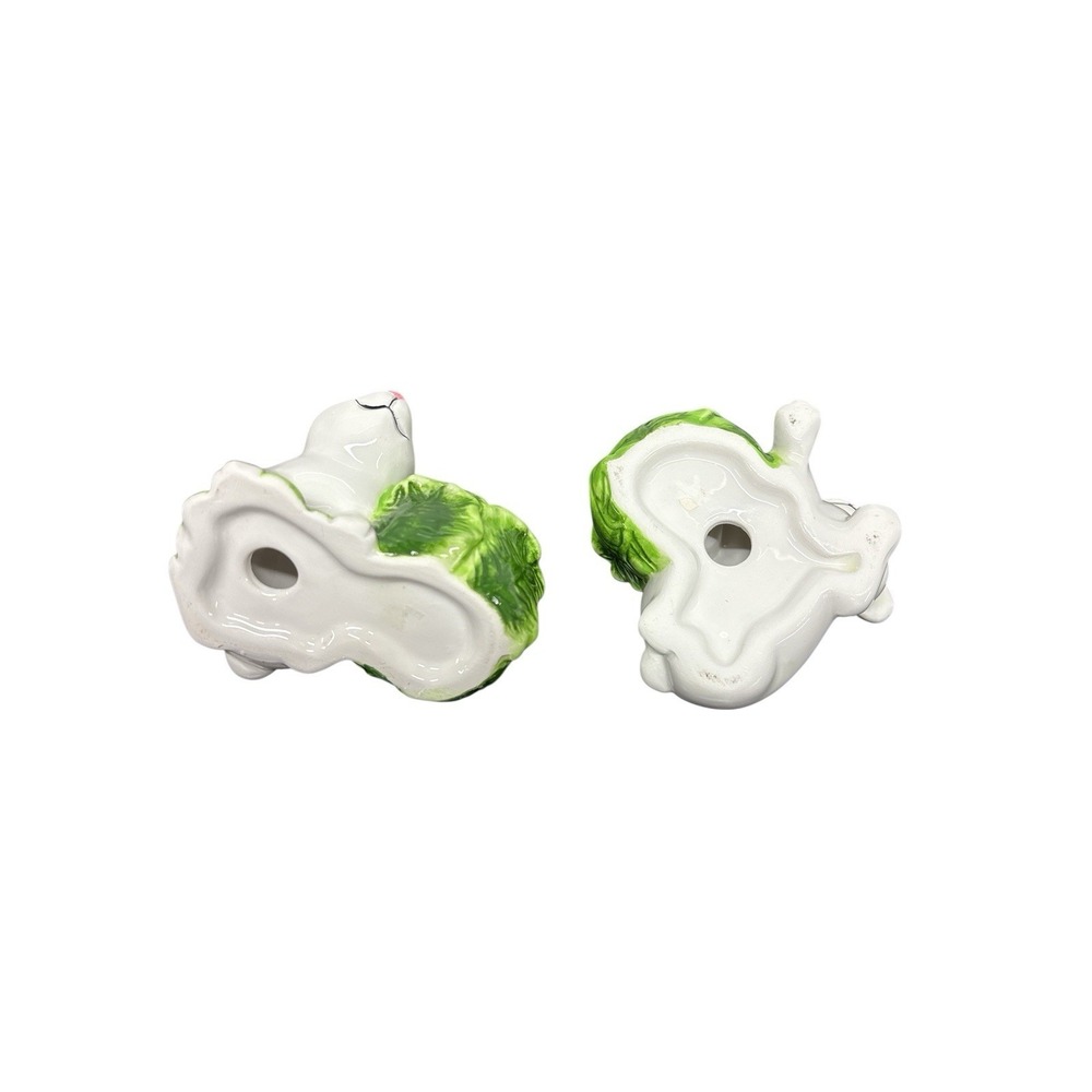Vintage Ceramic Rabbit With Cabbage Dinner Taper Candle Holder Easter Spring - Picture 3 of 7